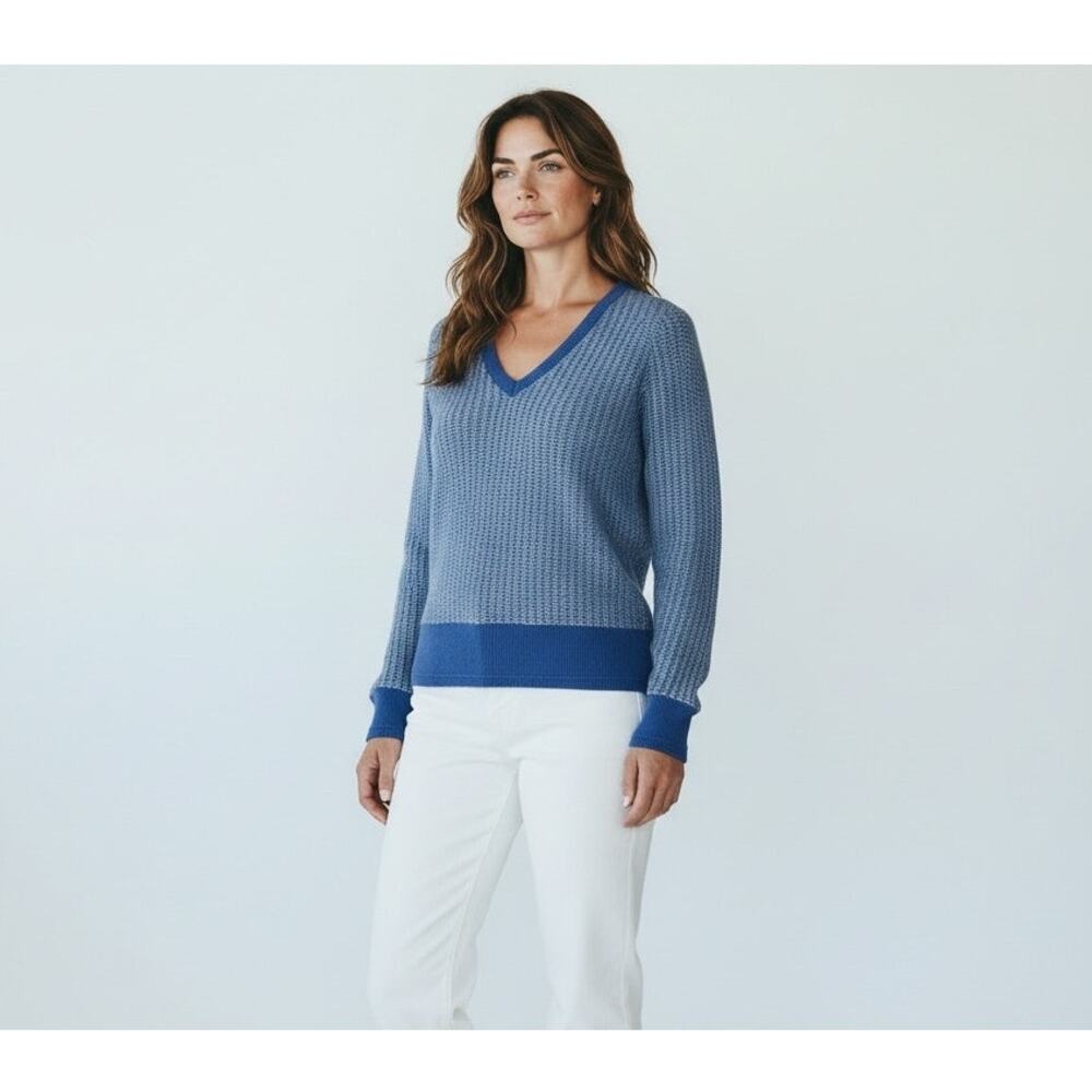&Isla‎ Cashmere V-Neck Striped Sweater